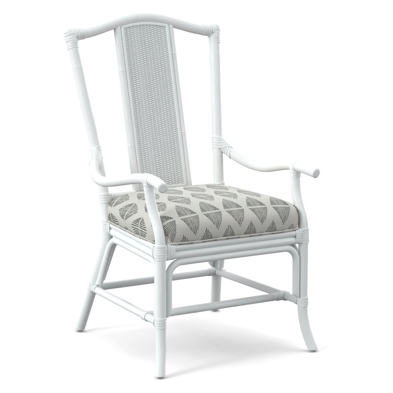 Drury Lane Slat Back Dining Arm Chair, Frost White, Gray Sugar Performance; 0863-84