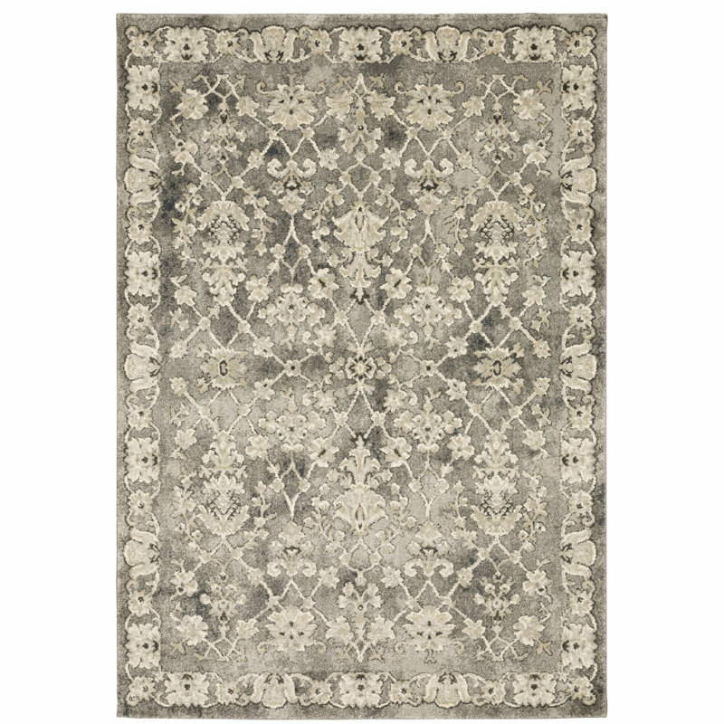 Tapis oriental gris / beige Caryll, Rectangle 7 pi 10 po x 10 pi 10 po
