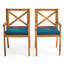 Chaise de salle à manger de 2 avec coussins bleus pour les espaces extérieurs - Design classique, construction, jardin idéal, cour arrière, chaises de piscine 2Pcs