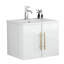 Ensemble de meuble-lavabo mural 24 po avec lavabo, portes doubles, charnières à fermeture en douceur, cuve en céramique, assemblage facile, poignée longue en métal doré, espace de rangement, blanc brillant-1936311177
