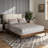 Ellerman Wingback mid-century look, King Bed, Light Beige 81.77'' W X 86.47'' L X 46.04" H-2073573516-2073162133