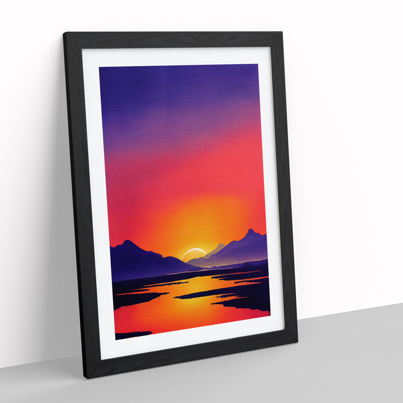 Mountain Sunset - Single Picture Frame Print, 64cm H x 46cm W x 2cm D, Black