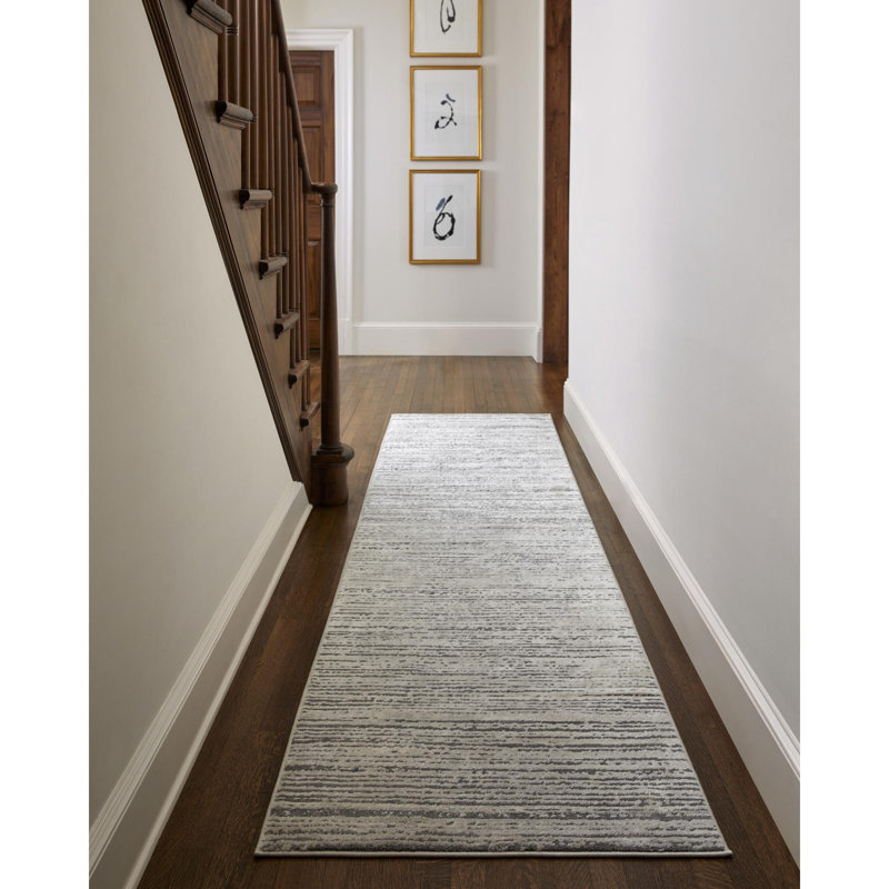Tapis gris élégant Bridgeton, Tapis de couloir 2 pi 7 po x 10 pi