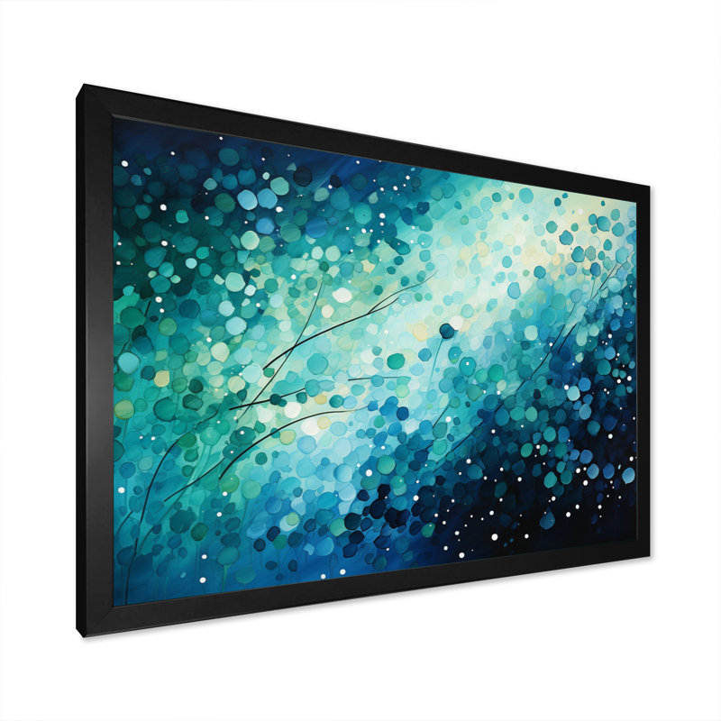 Turquoise Tranquillity IX - paysages abstraits, art mural, Cadre simple noir, H 24 po x l 32 po x P 1 po