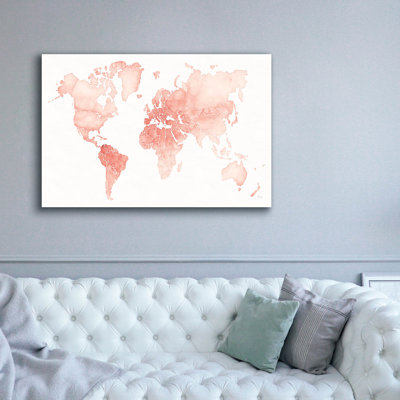 Toile épique Graffiti «Watercolor Wanderlust Coral» par Laura Marshall, 60 po x 40 po