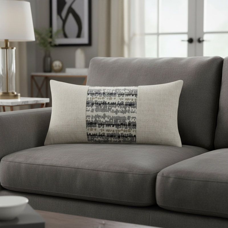 Antigua Lumbar Pillow Cover & Insert, Navy Abstract