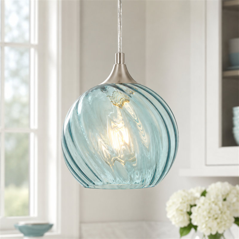 Luminaire suspendu sphère 1 lumière Emiliani, Bleu