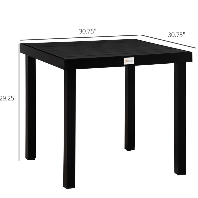 Patio Outdoor Dining Table For 4 - Square, Waterproof Wood Grain, Person Square Black , Waterproof,