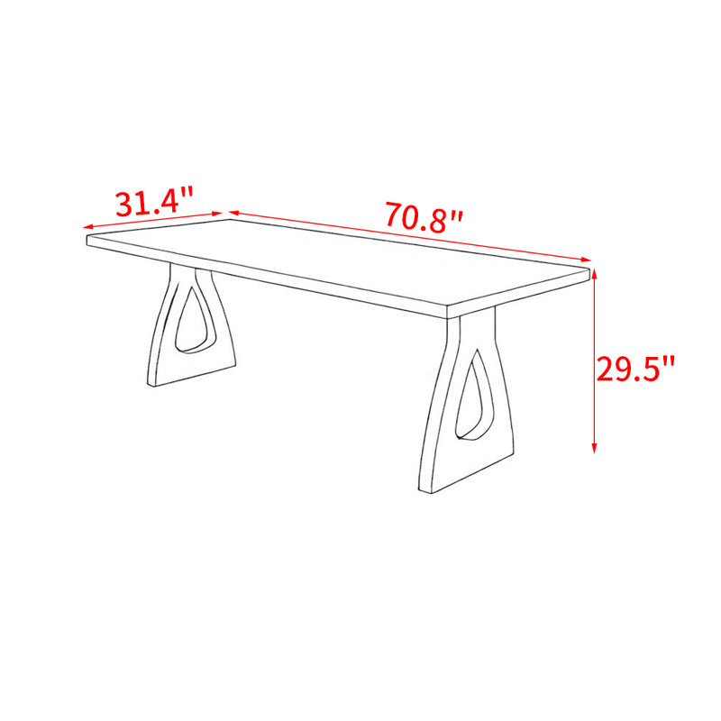 Table de salle à manger Elionna, H 29,5 po x L 70,8 po x l 31,4 po