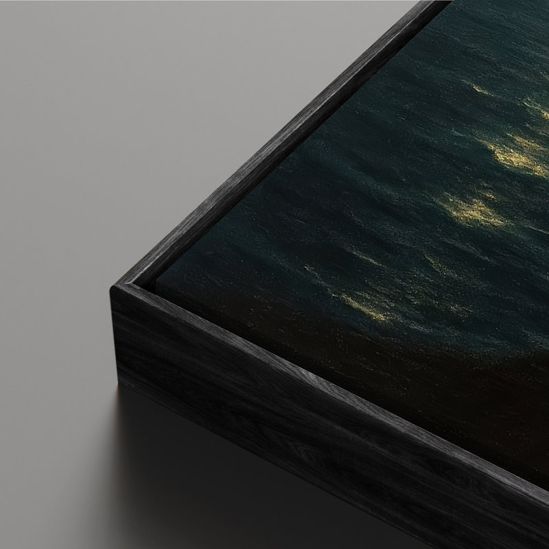 Art mural sur toile encadrée, impression de paysage marin au clair de lune pour chambre à coucher, H 24 po x l 16 po, Noir