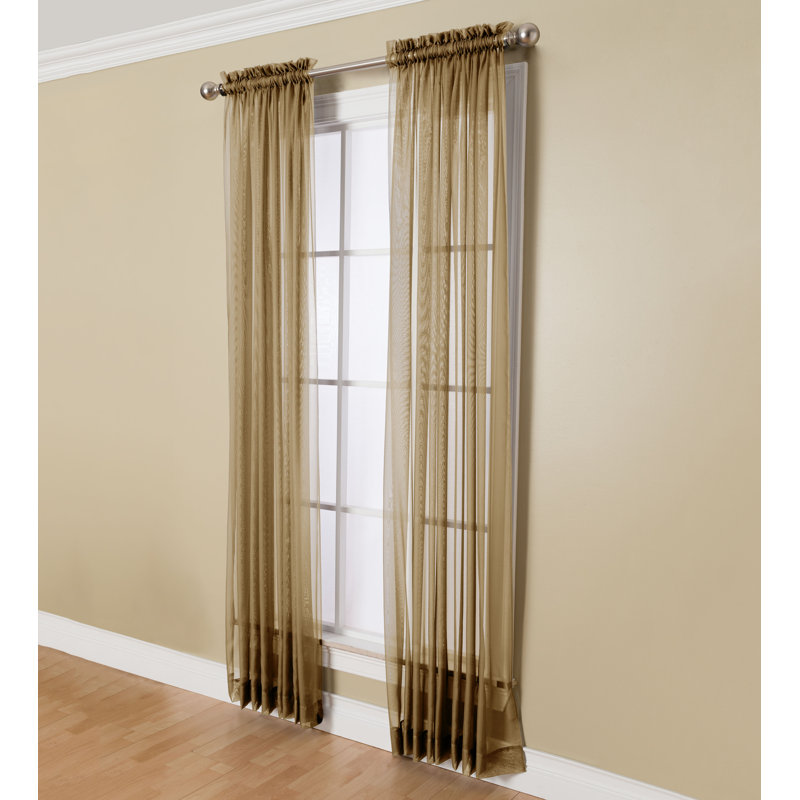 Messancy 100% Polyester Sheer Crushed Voile Solid Color Curtain Panel with Rod Pocket Top, 59" W x 63" L, Desert