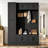 79-Inch Black All-In-One Foyer Shelf, 4-In-1 Multi-Functional Design With Shoe Cabinet, Six Compartments, Hooks And Adjustable Shelves.-72956350