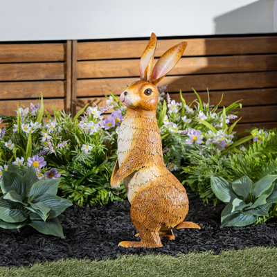 Realistic Bunny Metal Garden Statue, 25in