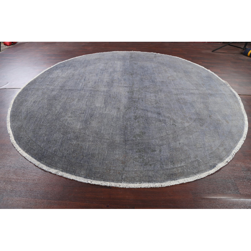 Tapis oriental gris Chobi Peshawar à teinture végétale noué à la main 10 pi 1 po