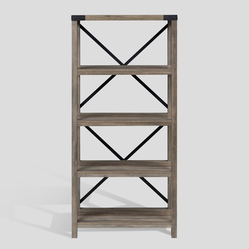 Corinna 76.2cm W Etagere Bookcase, Grey Wash