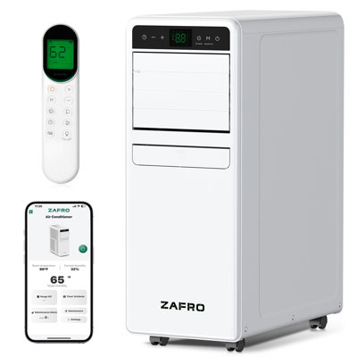 Climatiseur portatif intelligent Zafro, climatiseur 3 en 1 refroidissant 350 pieds carrés, contrôle domestique Wi-Fi / Alexa / Google, minuterie 24 heures, mode veille (47Db), ensemble de fenêtre inclus et télécommande de 23 pi