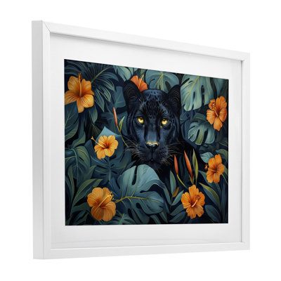 «Hiding Panther's Paradise», reproduction d'art sous verre encadrée par Ray Powers