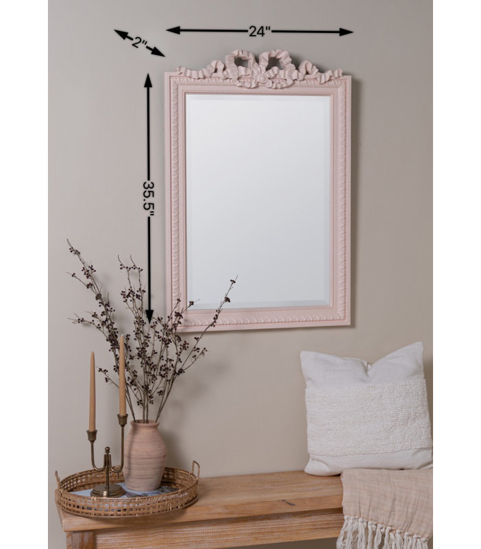 Clarence Beveled Mirror, 36" x 24", Pink