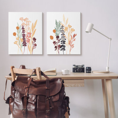 "Woodland Botanical Herb Sprigs" par Annie Warren - ensemble de 2 peintures sur toile tendue