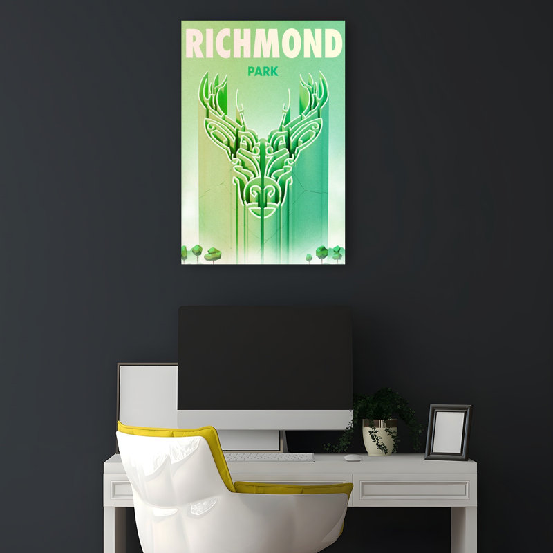 Richmond Park Deer Maze Abstract Contemporary Geometric Deer Forest Landscape Wall Art Print by Mark Harrison - Wrapped Canvas Print