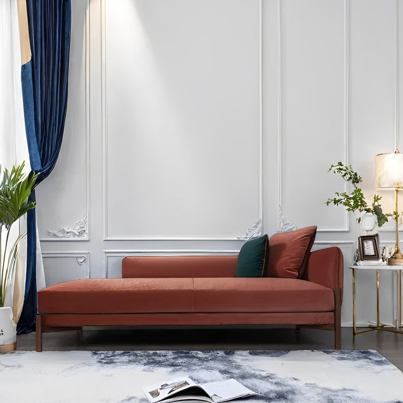 Méridienne simple en bois massif à domicile, Orienté à droite