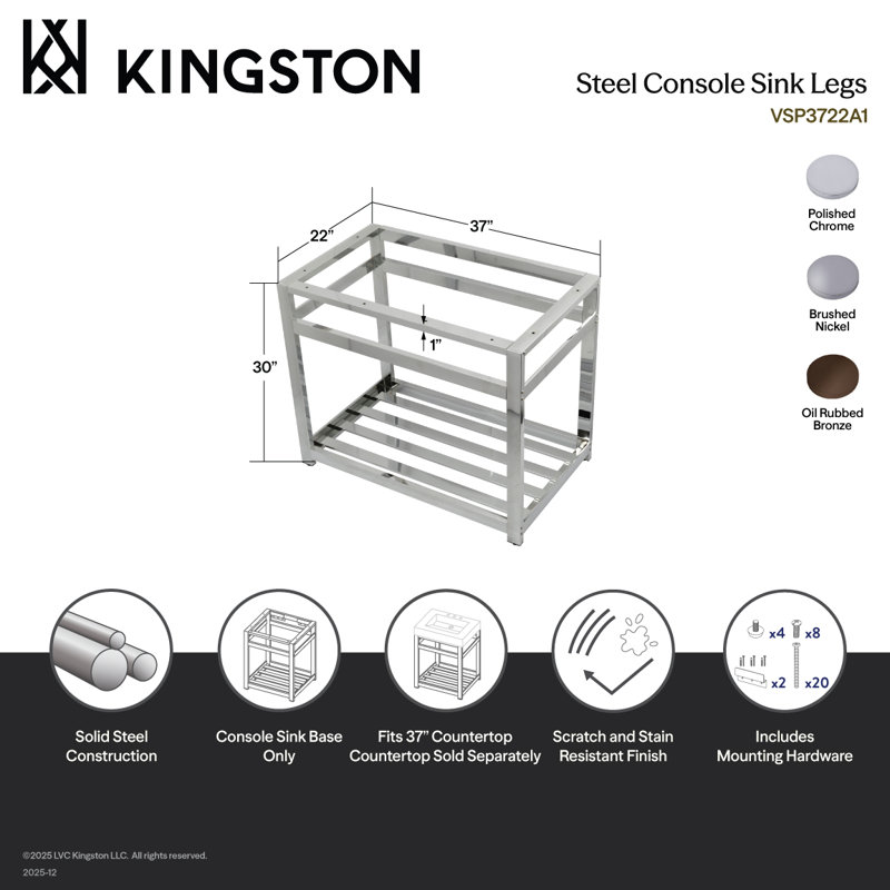Base de lavabo console Kingston Brass, Laiton brossé