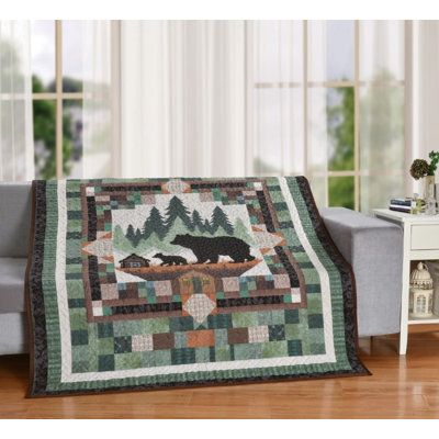 Cabin in the Pines Boho Nature Lodge Cabin Patchwork 60” x 50” Decorative Quilt Throw Blanket