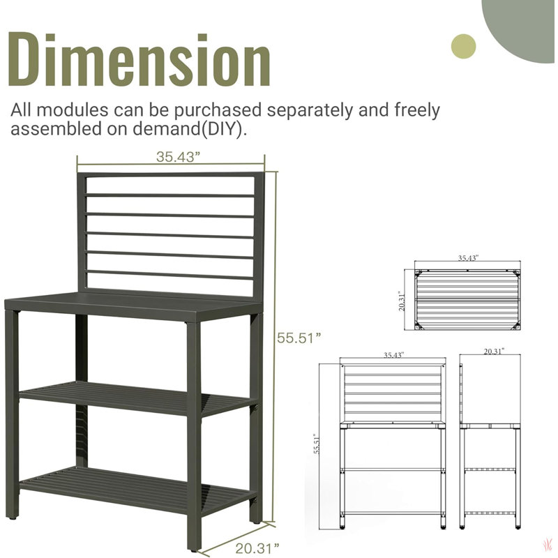 Îlot de cuisine extérieur avec rangement, îlot de cuisine en aluminium avec support de rangement double, centre de bar autoportant avec housse de protection intérieur extérieur