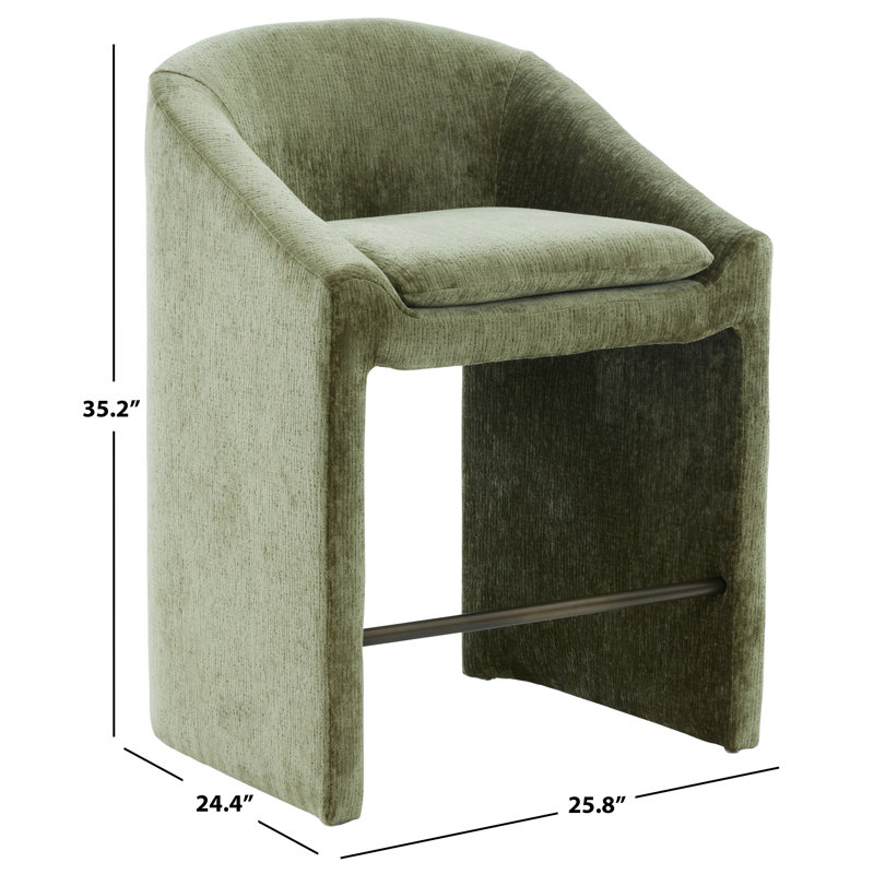 Kagan Chenille Counter Stool, Counter Stool (26.8" Seat Height), Olive Green