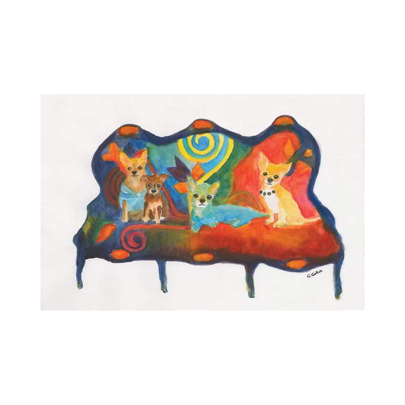 "Chihuahua trio" par Connie Collum, reproduction d’art, Toile tendue, H 12 po x l 18 po x 1,5 po, Pas de tapis