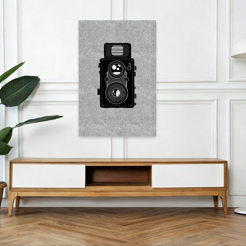Appareil photo rétro, impression d'art mural rétro minimaliste classique, 48" H x 32" W