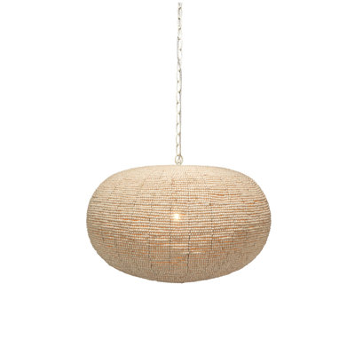 Luminaire suspendu géométrique en perles de bois Karlene