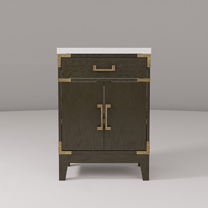 24 po X P 18 po D Meuble-lavabo simple avec plateau en acrylique, Chêne brun