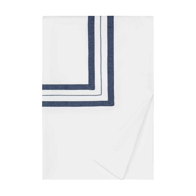Malibu Duvet Cover, White/Navy Blue, California King Duvet Cover