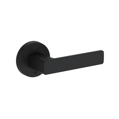 Sharpe Passage Lever with Contemporary Round Rose in Satin Nickel