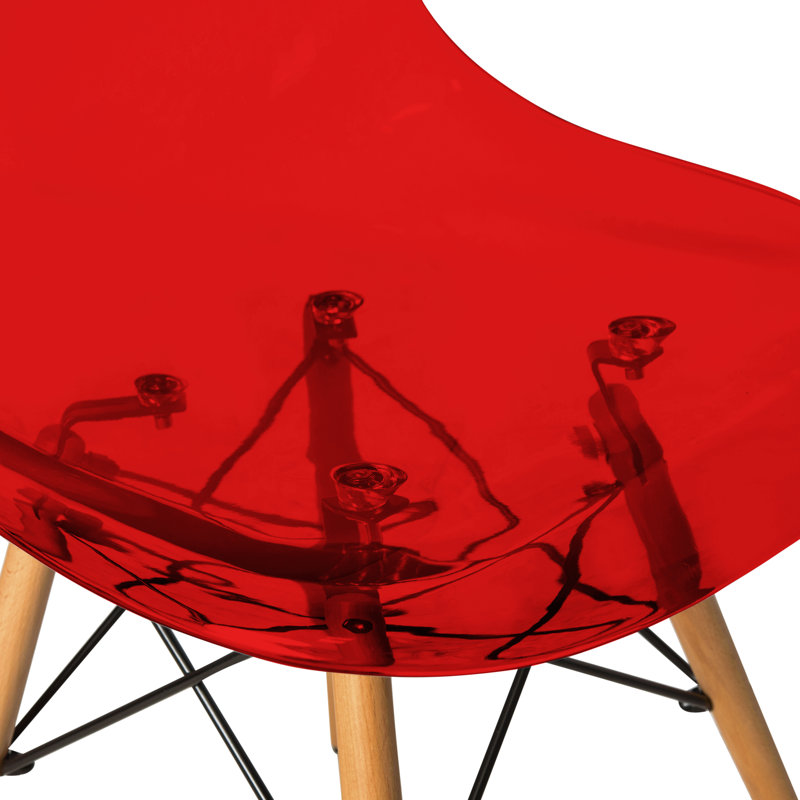 Chaise de salle à manger Dubuque avec base Eiffel en métal et pieds en bois de hêtre, Rouge diaphane, Individual