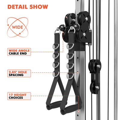 WallMounted Dual Cable Machine  17 Height Adjustments Pulley System For SpaceSaving Home Gym