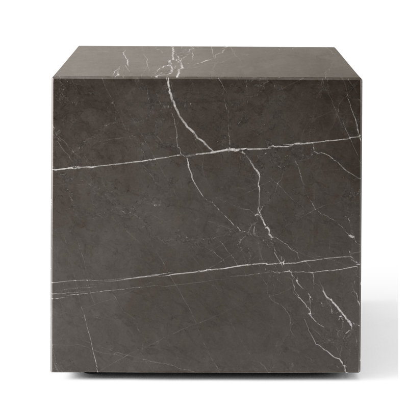 Plinth Marble End Table, 15.7" H x 15.7" W x 15.7" D, Gray Kendzo