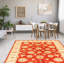 Tapis décoratif en laine de conception unique noué à la main New Age 5 pi 8 po x 8 pi 6 po rouge/Ivoire