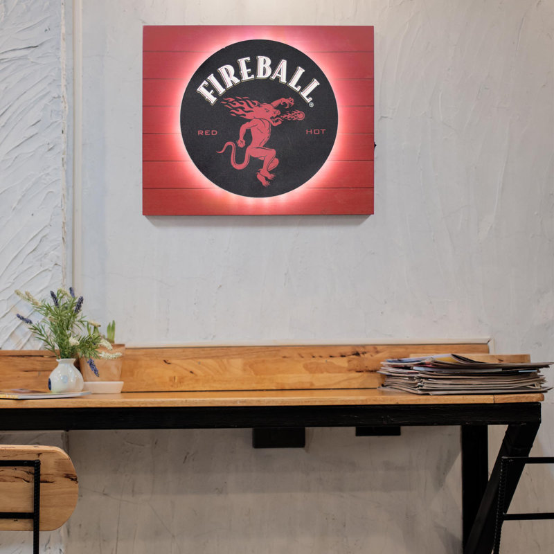 Black and Red Fireball Whisky Vintage Metal LED Sign