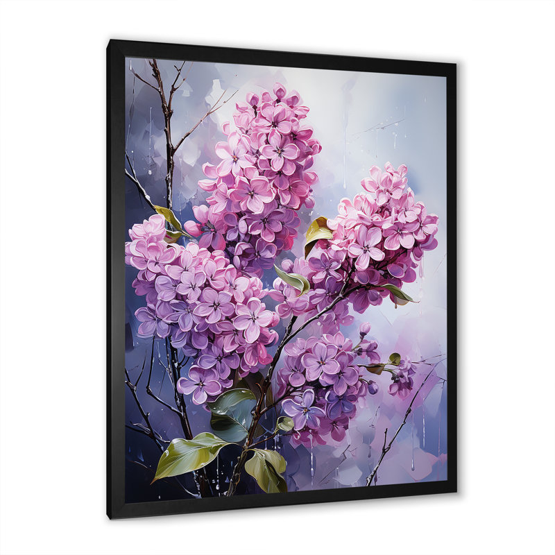 «Lilac Flowers in Full Glory II», reproduction sur toile, Cadre simple noir, H 40 po x l 30 po x P 1,5 po