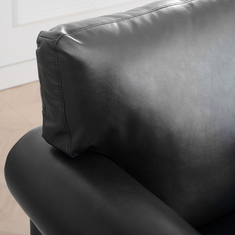 Modern Style Roller Design Armchair, Black PU Fabric