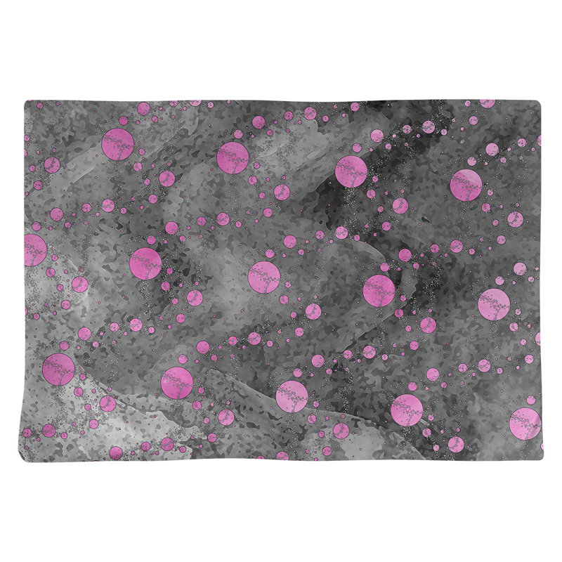 Napperon en planètes et étoiles 18 po, Rose / Noir