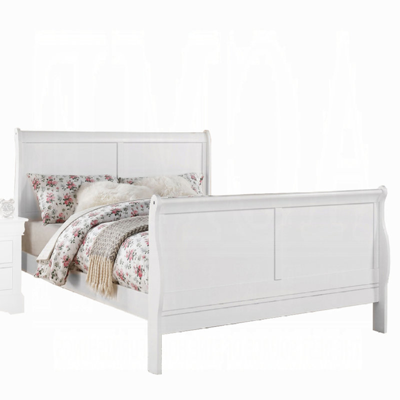 Bed Frame With Headboard, White, Queen