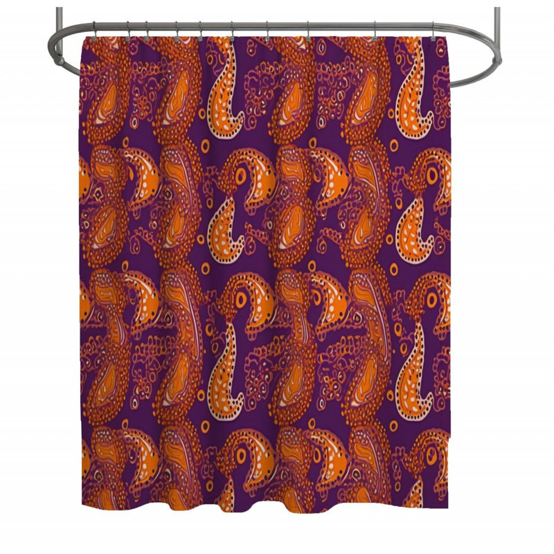 Rideau de douche à motif cachemire - Décoration de salle de bain abstraite, H 93 po x l 70 po