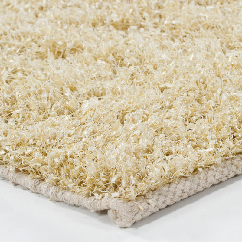 Tapis Funes authentique tissé à la main en polyester à poils longs beige, Beige, Rectangle 7 pi 9 po x 10 pi 6 po