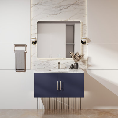 Geneva 36 in W x 22 in D Single Bath Vanity and Chrome Faucet Set