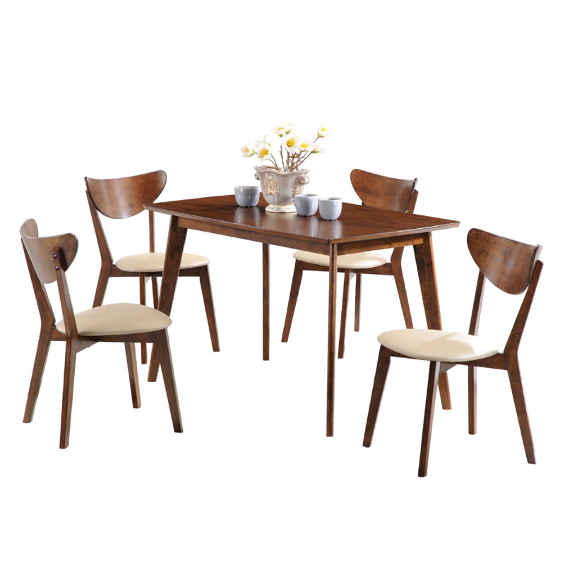 Ensemble de chaises de salle à manger N 4 pièces Kosy, brun châtaignier, similicuir brun clair