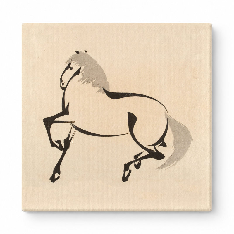 Cheval cabré - art mural carré sur toile, 12" W x 12" H