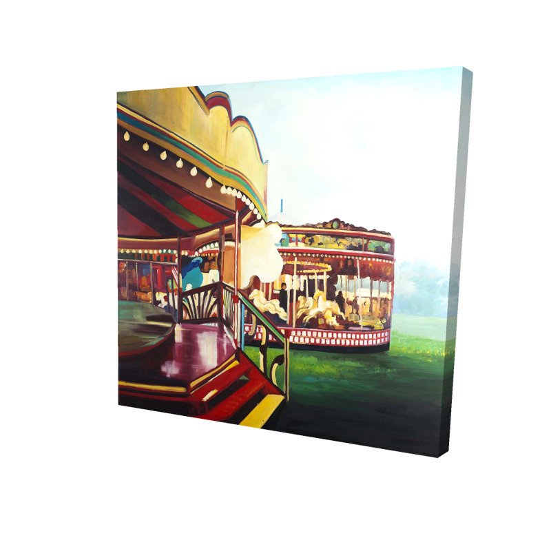 Reproduction d’art sur toile carrousel, H 24 po x l 24 po x P 1,5 po